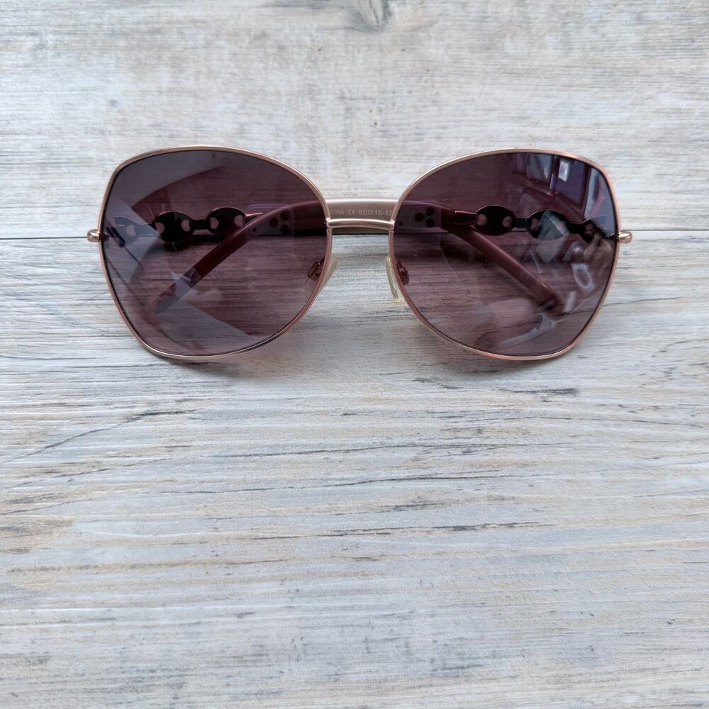 French Connection Rose Gold Oval Sunglasses Minimal Y2K Chic Pink Glam Vintage